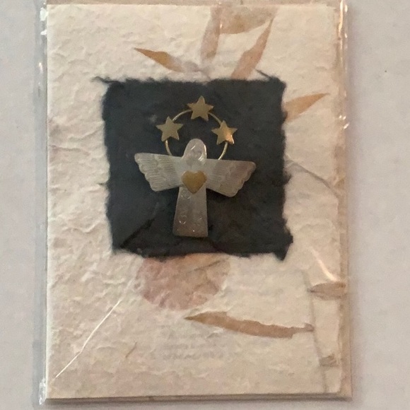 Vintage Handcrafted Artisan Angel Pin & Card - Picture 1 of 4